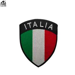 Bandiera del paese ricamo bandiera italiana con gancio in tessuto abbigliamento tattico Patch tipo scudo per borsa e cappello sportivo