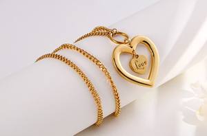 Plaqué or amour coeur forme 316l en acier inoxydable <span class=keywords><strong>bijoux</strong></span> ensembles de <span class=keywords><strong>bijoux</strong></span> - Product Image 4