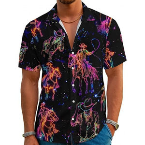 Chemise hawaïenne à manches courtes pour homme, imprimé tropical, boutonnée, pour les vacances d'été et la plage - Product Image 2