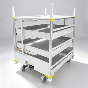 <span class=keywords><strong>Chariot</strong></span> de rangement multi-niveaux réglable à 3 niveaux pour entrepôt, avec barres de rangement et roues métalliques - Product Image 2