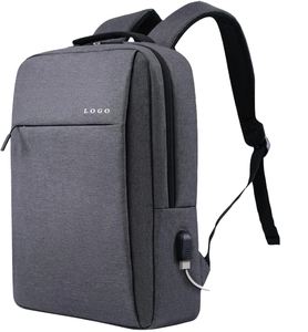 Sac à dos professionnel en cuir imperméable de 15,6 pouces avec fonction USB antivol, logo personnalisé, pour hommes/femmes, collège, lycée, sac à fermeture éclair - Product Image 1