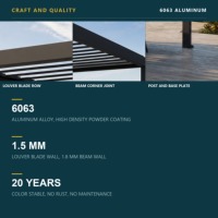 Pergola à toit à lamelles motorisées en aluminium, gazebo à lames orientables, imperméable, toit à lamelles réglables, patio, terrasse, cour, jardin, protection solaire