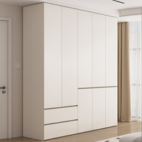 Armoire de chambre à coucher modulaire moderne en bois massif, style crème, sans poignée, à montage au sol, pour porte simple