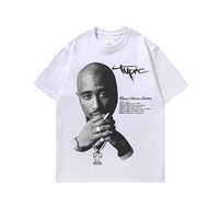Camiseta de Manga Corta Holgada Estilo Hip Hop Rap, Impresa con Spray Directo, Marca de Moda, Lavada, Resistente, Estilo Americano
