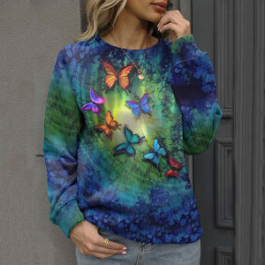 Sudadera de manga larga con patrón de elemento de mariposa para <span class=keywords><strong>mujer</strong></span>, <span class=keywords><strong>sudaderas</strong></span> con capucha de estilo degradado, sudadera con estampado de patrón personalizado - Product Image 1