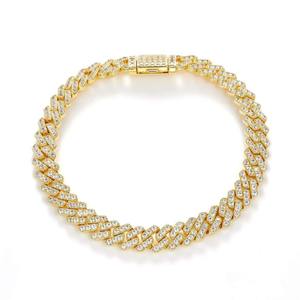 Moissanite Brilliant Cut Diamond Luxury Unisex Bracelet 10 Kt <b>Solid</b> <b>Gold</b> Square Cuban Link Iced Out Moissanite Bracelet - Product Image 5