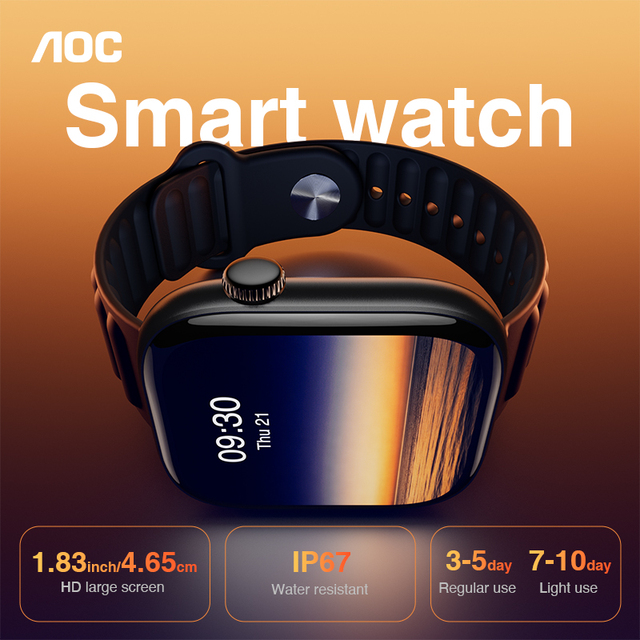 AOC T7 Smart Watch TFT Screen BT5.3 Bluetooth Call Smartwatch Magnetic Charging Heart Rate Sleep Monitor Multi Sport Fitness