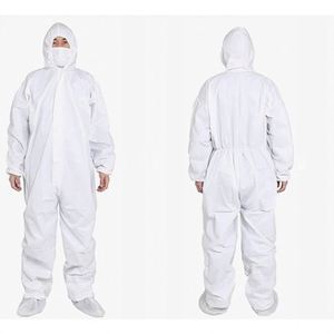 Type 5/6 Light Weight Microporous Coverall With Hood Non Woven White Disposable Protective Coverall - Product Image 1