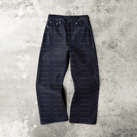 Jeans en denim à lisière indigo bruts japonais personnalisés pour hommes pantalon en denim épais vintage large coupe droite non lavé