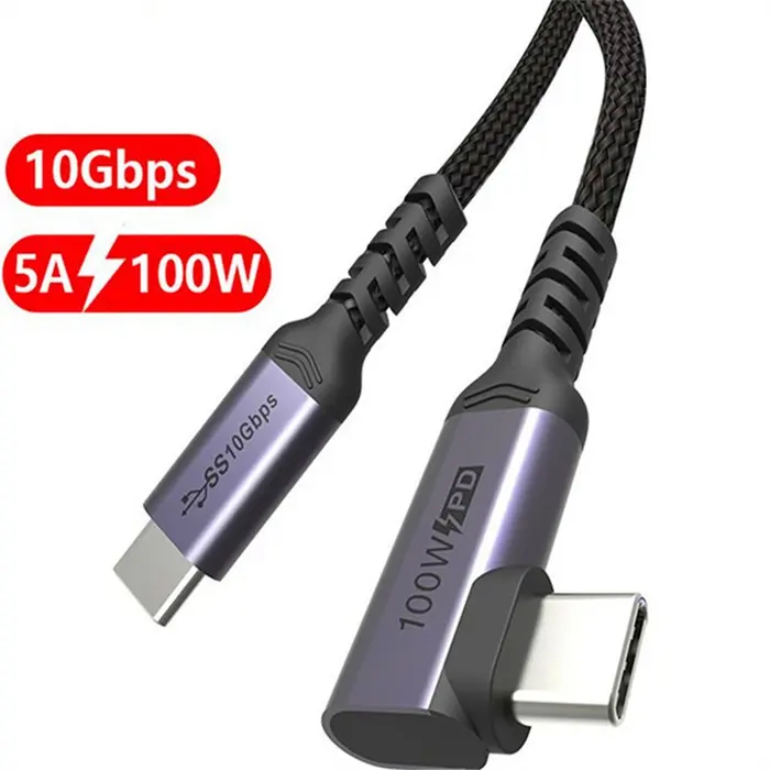 Klaar Om Usb C Haakse Kabel Ondersteuning Pd 100W 10Gbps Datum Transfer 4K @ 60hz Video Usb C 3.2 Kabel