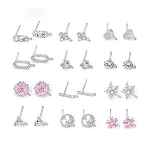 Серьги-гвоздики из серебра 925 пробы с фианитом, ювелирные украшения для ушей из 18-каратного золота с кубическим цирконием, с петлей, «сделай сам» - Product Image 2