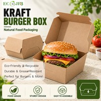 Boîte à hamburger personnalisée en papier écologique à encre de soja, de qualité alimentaire, jetable, avec impression intégrale
