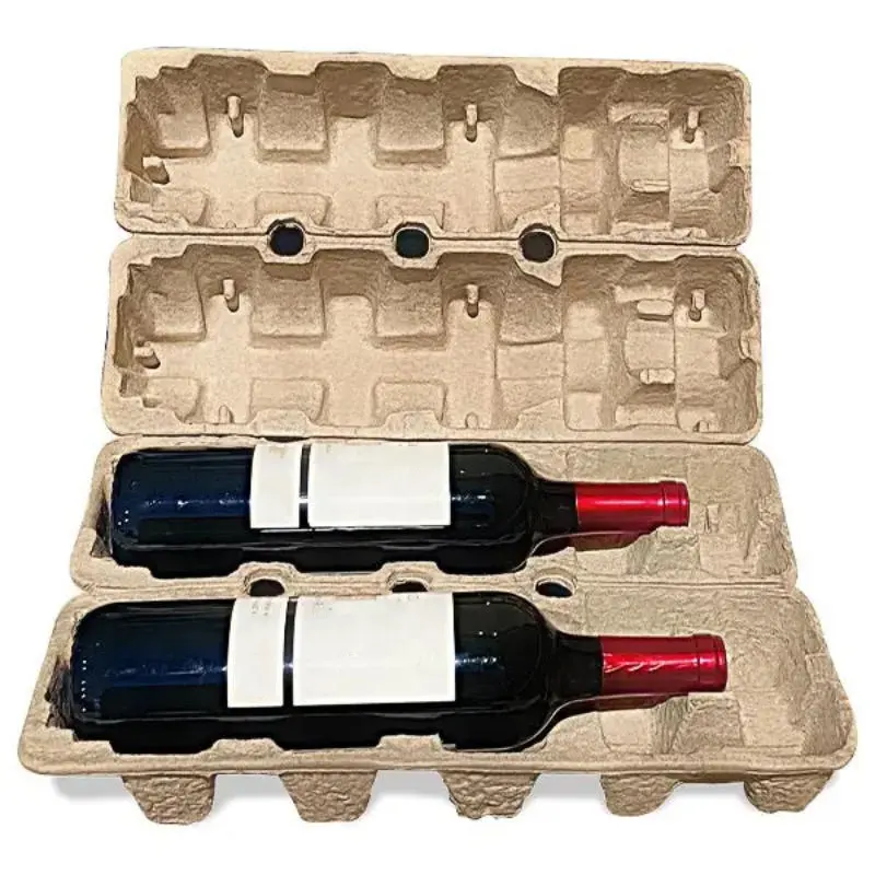 Design gratuito imballaggio protettivo vassoio modellato in polpa personalizzato vassoio modellato a secco per vini/elettronica