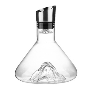 Carafe à vin en verre avec logo personnalisé en gros, design montagne, aérateur rapide, carafe avec <span class=keywords><strong>bec</strong></span> <span class=keywords><strong>verseur</strong></span> en acier inoxydable pour vin rouge - Product Image 5