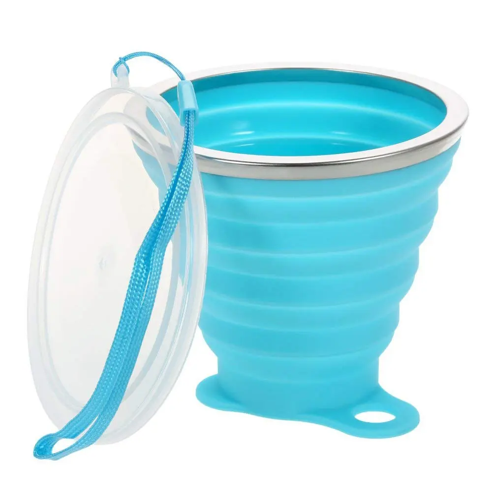 Sıcak satış 500ml 350ml katlanabilir silikon bebek kupası seyahat yürüyüş taşınabilir su şişesi açık silikon kap