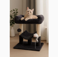 Arbre à chat, griffoir et condo intégrés, maison pour chat en peluche gris foncé et sisal, perchoir compact pour affûter les griffes