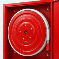 Armoire murale rouge personnalisable pour tuyau d'incendie avec fenêtre de visualisation, en acier inoxydable/acier au carbone, marque KHI, pour usage en lutte contre l'incendie, facile à utiliser