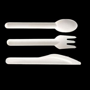 Juego de cubiertos personalizados de bagazo de caña de azúcar, seguros para el contacto, de alta dureza, biodegradables y compostables (cuchillo, tenedor, cuchara) para el mercado alimentario global - Product Image 2