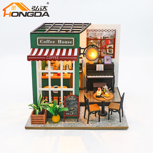 Bộ đồ chơi nhà búp bê thu nhỏ Hongda PC2311 Afternoon Cafe 2024, làm bằng gỗ, tự lắp ráp, có đèn - Product Image 2