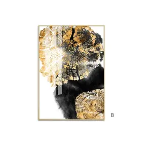 <span class=keywords><strong>Peinture</strong></span> murale décorative abstraite de porcelaine de cristal d'art d'or noir pour la décoration de la maison de mur de salon - Product Image 3