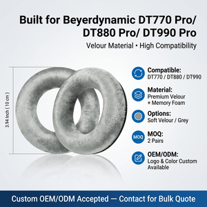 Almohadillas de terciopelo Beyerdynamic DT880 Pro para DT770 Pro/<span class=keywords><strong>DT990</strong></span> Pro, repuestos de auriculares supraaurales reemplazables y resistentes al sudor - Product Image 2