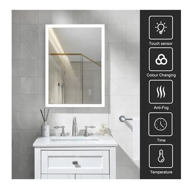 Espejo de baño con retroiluminación antivaho con pantalla táctil personalizada Smart Hotel con luz LED