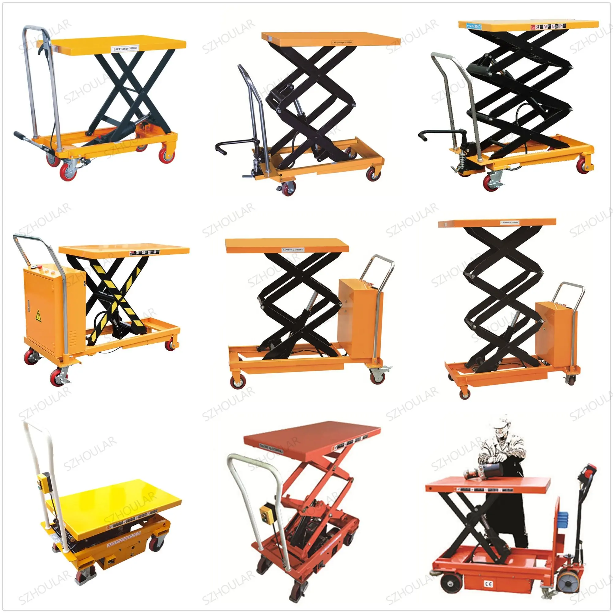 Hand lift table Hydraulic lifter with caster Manual lift table with conveyor Hand scissor lift trolley PT150 PT300A PTS150