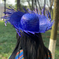 Chapeau Fedora Pliable en Paille Brodé à la Main, Large Bord, pour Plage, Fête, Hawaïen, Accessoire de Déguisement, Festival