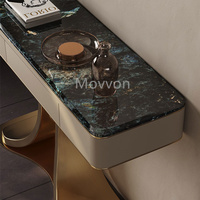 Meubles de maison salon table de couloir à armature en acier inoxydable dorée de luxe table console moderne en marbre
