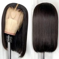 Perruque Courte Bob en Cheveux Humains Vierges Brésiliens Couleur Naturelle, Dentelle Frontale HD 13x4 Pré-Pluckée, Sans Colle, Ligne de Cheveux Naturelle, Vente en Gros