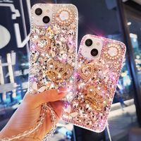 Jmax Luxe Bling Glitter Cristal Couronne Amour Coeur Strass Téléphone étui pour iphone 11 12 13 14 15 16 Plus Pro Max Pour Samsung