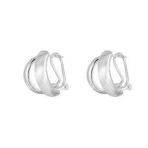 Galaxy Road S925 Sterling Silver Double-Layer Frosted <b>Fine</b> <b>Stud</b> <b>Earrings</b> for Women High-End Brushed Curved Design Light-weight - Product Image 5