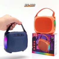 Altavoz Bluetooth Portátil BS-128 con Luces RGB, Mini Altavoz Oxford para Exteriores, Reproductor de Música Inalámbrico con Sonido Envolvente