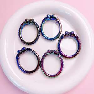 Vente en gros de cadre photo ovale de couleur de haute qualité avec nœud mignon perlé porte-clés bricolage pendentif de voiture perles acryliques - Product Image 6