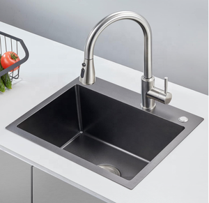 Lavello da <span class=keywords><strong>cucina</strong></span> nero 304 acciaio inox grande goccia-in lavello singolo con <span class=keywords><strong>sifone</strong></span> - Product Image 5