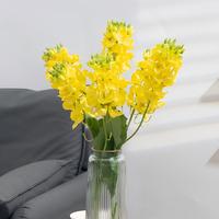 Fleurs artificielles à double tête jaunes, fausses fleurs de colza, herbe en plastique, feuilles artificielles décoratives
