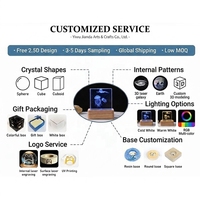 Lampe de nuit en cristal gravé en 3D, lampe de bureau LED à branchement USB, multicolores, moderne, minimaliste, personnalisable, vente en gros, méduse, baleine
