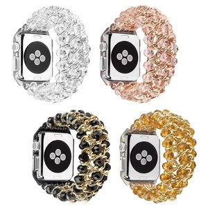 Chaîne de montre en cristal, <span class=keywords><strong>bracelet</strong></span> de montre en une seule pièce, chaîne de montre tendance, compatible avec <span class=keywords><strong>Apple</strong></span> <span class=keywords><strong>Watch</strong></span> 38/40/41 42/44/45/49 mm - Product Image 2