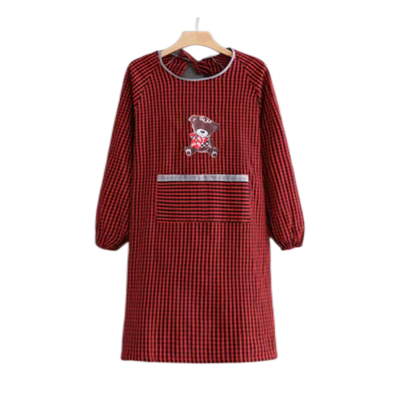 Plaid long en coton, plaid rouge ours tordu