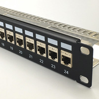 Panel Patch Jaringan Terproteksi Cat 6A 24-Port Model 2101 Kategori 7 19-Inci dengan Manajemen Kabel Belakang untuk Server Pusat Data