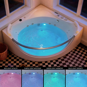Baignoire d'angle moderne en acrylique pour 2 personnes, 59 pouces, avec hydromassage, chauffage et lumière arc-en-ciel, pour mobilier de salle de bain certifié spa - Product Image 4