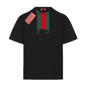 T-shirt GG <span class=keywords><strong>e</strong></span> LL VV in cotone vintage di alta gamma 25S, nuova versione, con logo stampato <span class=keywords><strong>a</strong></span> <span class=keywords><strong>righe</strong></span> <span class=keywords><strong>rosse</strong></span> <span class=keywords><strong>e</strong></span> verdi, traspirante <span class=keywords><strong>e</strong></span> anti-umidità - Product Image 5