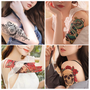 Vente en gros de tatouages temporaires roses <span class=keywords><strong>sexy</strong></span> non toxiques pour femmes, autocollants en papier blanc, application de bras et de visage de fleur, tatouages au design personnalisé - Product Image 2