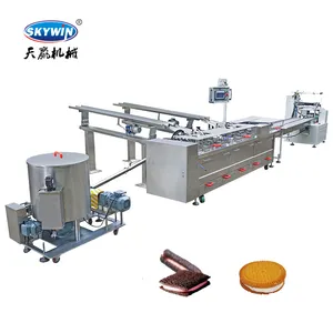 Skywin Industrial Sandwich Cookie Biscuit Making Machine With 530S Flow Packing