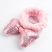 Bandeau pour le visage et le maquillage, style coréen Mickey, charmant et mignon, super doux et moelleux, avec petit nœud, pour usage quotidien en extérieur