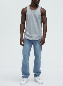 <span class=keywords><strong>Jean</strong></span> <span class=keywords><strong>droit</strong></span> pour homme 100% coton, denim bleu délavé vintage, coupe classique, pantalon urbain minimaliste, vêtements décontractés - Product Image 2