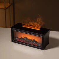 Diffuseur d'arômes créatif 280 ml avec effet flamme de cheminée, veilleuse LED, humidificateur d'air ultrasonique avec télécommande pour chambre à coucher et maison