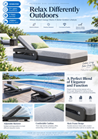 Chaise longue d'extérieur réglable et rembourrée pour piscine, patio, hôtel, complexe hôtelier, mobilier d'extérieur