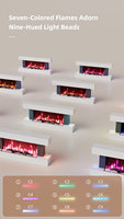 Cheminée électrique intelligente murale LED multicolore à effet de flamme, pour salon et chambre, avec télécommande et Wi-Fi, 52 pouces