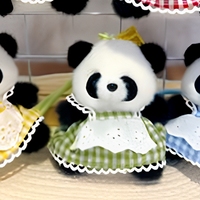 Joli pendentif en peluche Panda, jouet doux en peluche courte, poupée en coton PP, porte-clés à habiller pour cadeau et fête